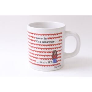 80s, Valentine, Cathy, Love Is The Answer, White, Red Hearts, Coffee Cup,